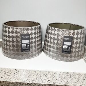 Better Homes & Gardens Lamp Shade Set of 2 Large Gray Pleated Squares NEW